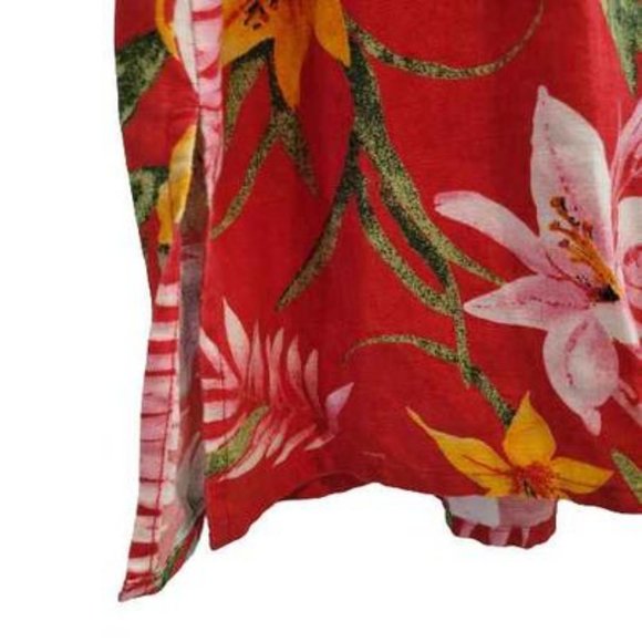 Chico's Design Hawaiian Tropical Linen Blend Shirt Blouse Chico Size 2 Large - Picture 5 of 7